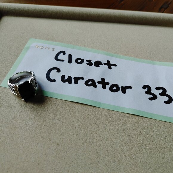 David Yurman "Wheaton" Ring Black Onyx & Diamond 925 Sterling Silver Size 9 - Picture 8 of 9